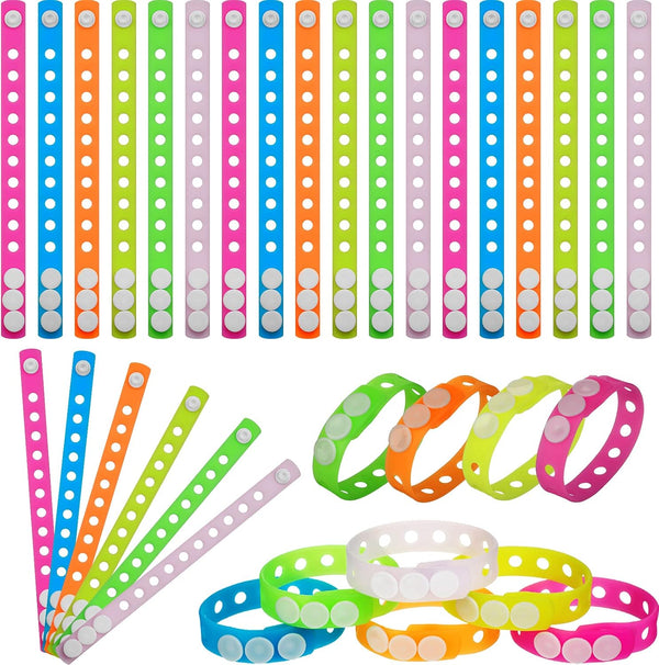Sotiff 30 Pieces Glow in the Dark Silicone Wristbands for Kids, Adjustable Silicone Charm Bracelets in 6 Colors