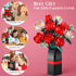 MONOFUN 841Pcs Set Flowers Bouquet Building Block, Roses Building with Vase, Home Office Creative Decoration, Valentine