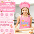 Set 2Pcs R HORSE Kid Apron and Chef Hat - Pink Baking Princess Adjustable Children Kitchen Toddler Apron for Girls