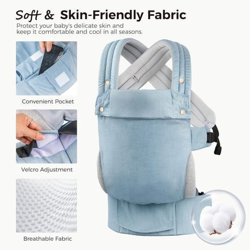 MOCKPOSE Ergonomic,Cozy 7-40lbs,3 Baby Carrier Newborn to Toddler- and Lightweight Infant Carrier for Carry Positions