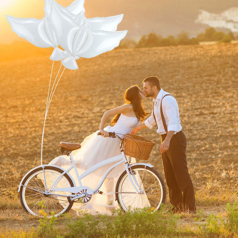 4 Pieces White Peace Dove Balloons, Pigeon Shape Memorial Balloons for Wedding Funeral Birthday Party Decorations