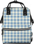 Qewfoju Dusty blue Gingham 1 Pattern Diaper Bag Backpack Multifunctional Baby Bags for