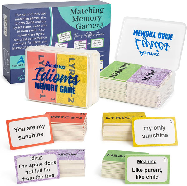 Assistex 2 in 1 Matching Memory Card Games for Seniors - Brain