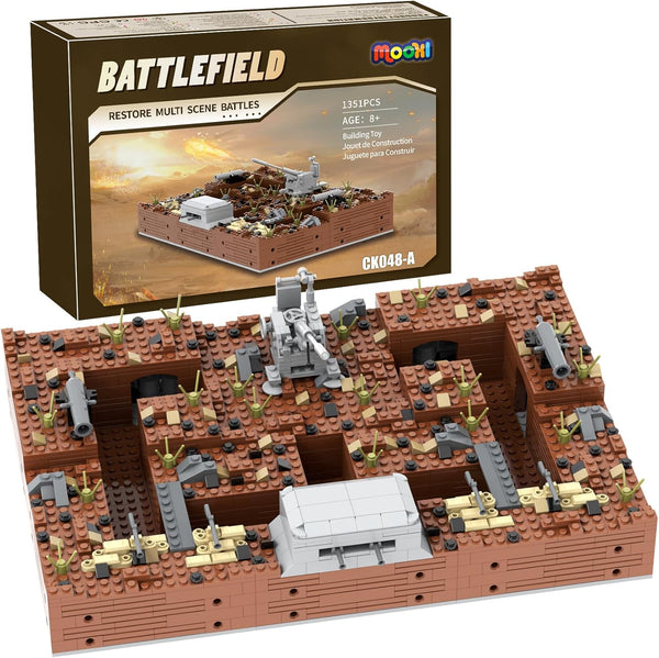 WW2 Military Forts Trench Bases Building Blocks Set(1351PCS).Including Construct Trench Systems, Bunkers