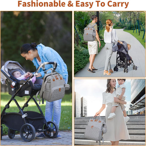 LHDYMXYN Backpack Baby Diaper Bags with Changing Station, Multifunctional Diaper Bag for Moms Dads with USB Charging
