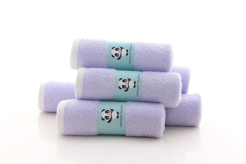 HIPHOP PANDA Baby Washcloths, Rayon Made from Bamboo - 2 Layer Ultra Soft Absorbent Newborn Bath Towel, Purple, 6 Pack