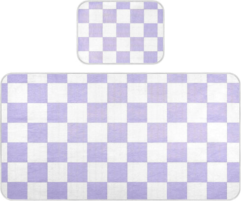 SyXIOP Purple and White American Plaid Cooling Baby Waterproof Crib Mattress Cover 28"