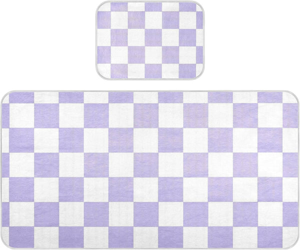 SyXIOP Purple and White American Plaid Cooling Baby Waterproof Crib Mattress Cover 28"