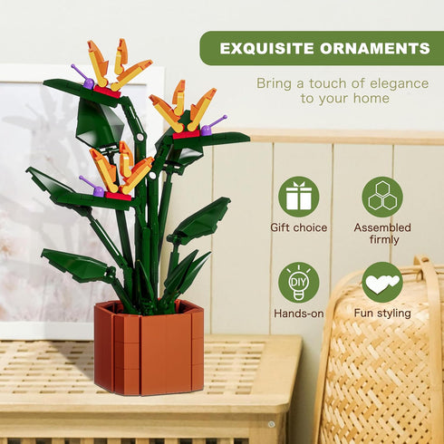 Set 320 Set Bird of Paradise Flowers Building Blocks Ideal for Teens and Adults PCS, Creative DIY Flower Bouquet Home
