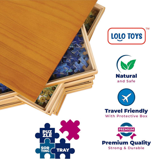 LOLO TOYS 8 8 Inch, 1500 Premium Wooden Puzzle Trays Stackable x Sort up to Pieces Durable Sorting Tray Organizer
