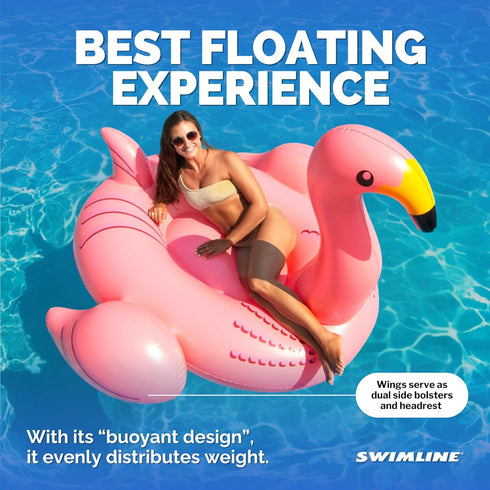 SWIMLINE 90627 Summer ORIGINAL Giant Inflatable Flamingo Pool Float | Stylish Ride-On Raft with Stable Wings & Legs |