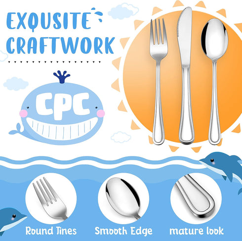 HaWare 12-Piece Kids Silverware, Stainless Steel Toddler Utensils Set, Includes 4 Spoons, 4 Forks, 4 Knives
