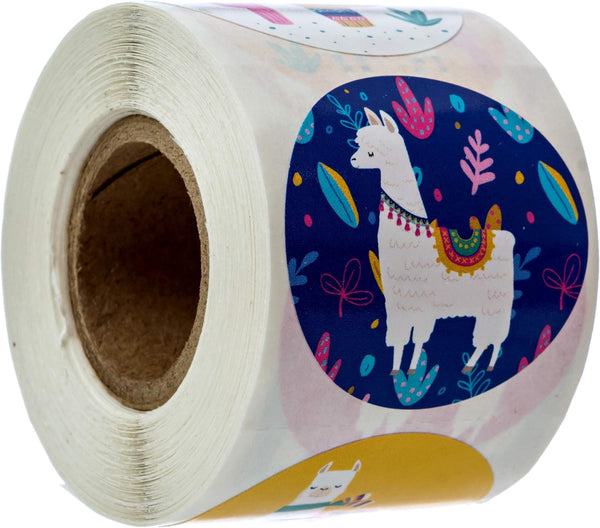 250 Llama Party Stickers - 1.5" Vibrant Desert Event Decals, 6 Colorful Alpaca Designs, Made in The USA