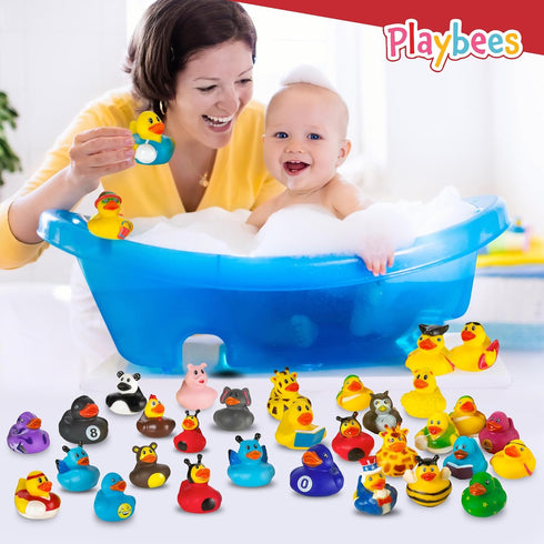 12 Pack Summer Playbees Rubber Ducks in Bulk Assortment Duckies Kids Baby Bath Shower Toys Jeep Ducking Floater Beach
