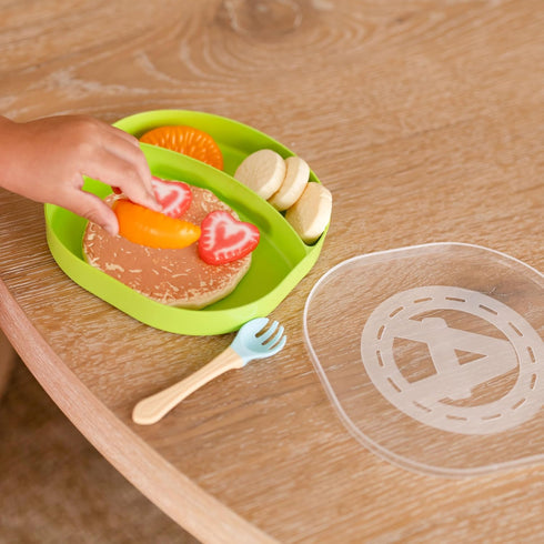 1-3, 11 Set Play Kitchen Accessories for Toddlers Piece Play Food with Plastic Fruits, Fork & Plate, for Kids Kitchen