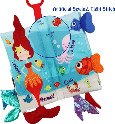 0-6-12-18 bebe mondo Fish Baby Books Toys Months,Touch Feel Crinkle Soft Cloth Books for Babies Infant Newborn, Baby