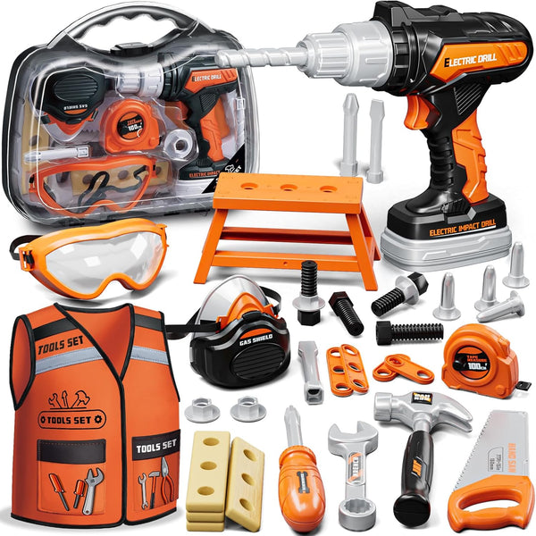 KidBloom Toddler Tool Set, Kids Tool Set with Toy Drill, Tools for