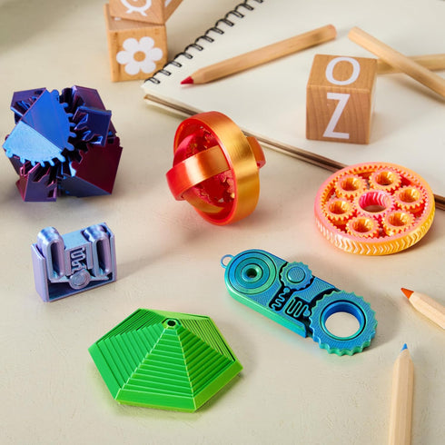 6PCS 3D 3D JOYIN Printed Fidget Toys, Spin Fractal Click Gear Fidget Toy, Metallic Color Printed Fidget Toy for Favors