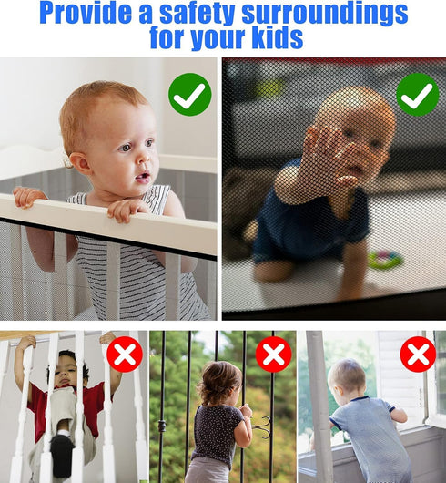 Stairway Net Baby Gate for Stairs - No Drilling Safety Banister Guard Rail Net, 18 ft L x 2.66 ft H for Child, Small