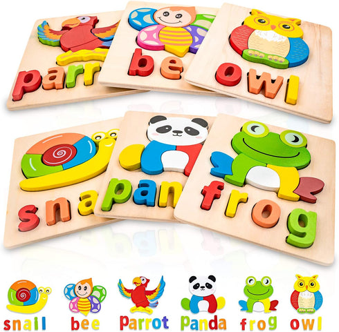 BOZE SUPOD Toddler Puzzles,Wooden Puzzles for Todder 1 2 3 Years Old Boys Girls