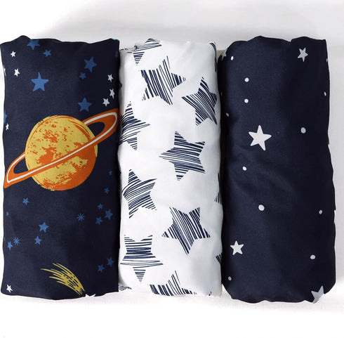 3 Pack PHF Soft Bassinet Sheets, Space Breathable Comfy Cradle Sheets for Baby Boys Girls Neutral, No Slip Universal