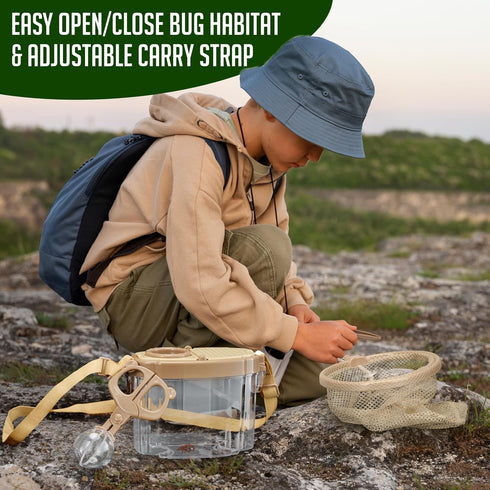Set Montessori Mama Kids' Bug Catching Kit - Complete Insect Exploration with Habitat, Extendable Net, Magnifying Tools