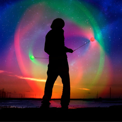 LED Poi Ball Swirling Light Rave Toy, Set of 2, Color Changing