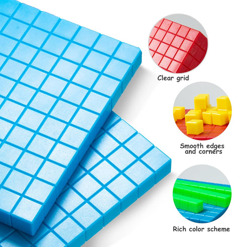 Plastic Base Ten Blocks Set, Maths Manipulatives for 2nd Grade Classrooms, Counting Cubes for Learning Maths