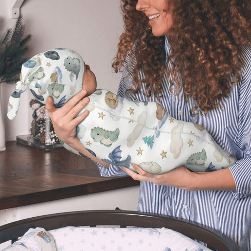 Qwalnely Dragon Swaddle Blanket with Hat for Baby, Swaddling Dragon Theme Baby Stuff