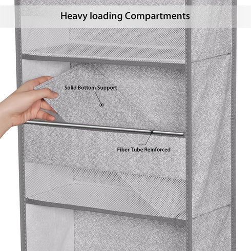 Univivi 6-Layer Fabric Over the Door Organizer, Gray Foldable Nursery Closet Storage for Cosmetics and Toys