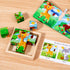 Wooden Animals Block Puzzles for Kids Ages 2-4 with Book, Jigsaw Puzzles Preschool Learning Educational Interactive Toys Gift for Boys Girls, Wood Farm Cube Puzzles for Toddlers 2 3 4 5 6 Years Old