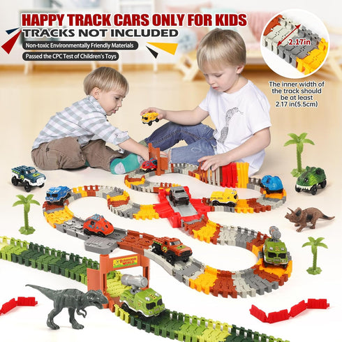 Tracks Cars Replacement, Dino Track Cars for Glow in The Dark, Car Tracks Accessories with 3 Flashing LED Lights
