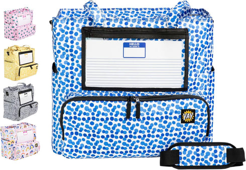 Large Daycare Preschool Diaper Tote Bag with shoulder strap, insulated bottle pockets,