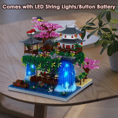 Kitoyz Cherry Blossom Bonsai Tree Building Set, Micro Mini Building Blocks Set, Japanese Sakura Tree House (3220 PCS)