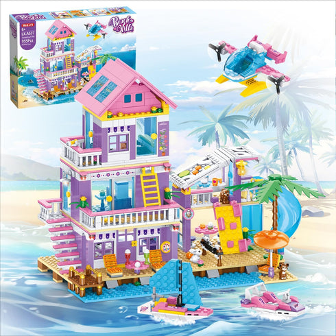 WINGIFT 955 Piece Beach House Building Set,Seaside Beach Villa Building Toys Friends