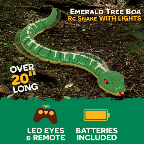 6+ Terra by Battat Remote Control Emerald Tree Boa Snake Toy, Realistic Moving Electronic Animal for Kids with Easy