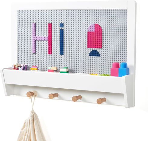 UTEX 2 in 1 Building Block Wall Panel for Kids with Shelf