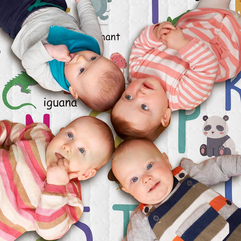 Funtery Woodland Animals Hexagon Playpen Mat Baby Play Mat Foldable Soft Nursery Rug Portable Baby Playmat Washable