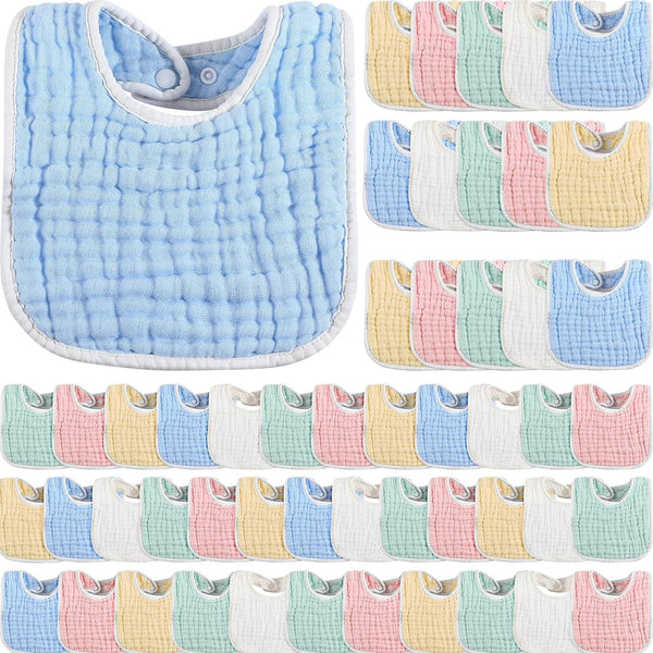 Tatuo 50 Pcs Muslin Baby Bibs Bulk Muslin Cotton Teething for Boy