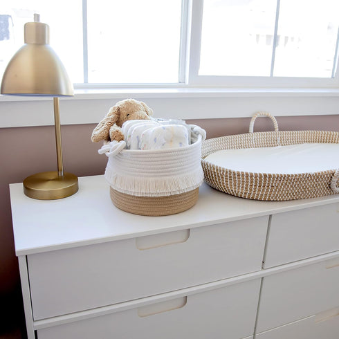 NaturalCozy 3-Piece Cotton Rope Woven Decorative Storage Basket Set – Organizing Baskets for Nursery Baby Stuff, Gift