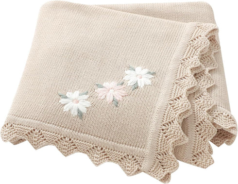 LAWKUL Baby Blanket 100% Traceable Cotton Knit Receiving Blankets Infant Swaddle for