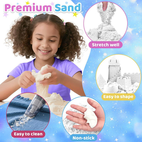 Set, 3 4 5 6 7 8 9 Aocii Kids Sensory Bin Sand Kit, Winter Fairy Tale Theme Sand Play Toddlers Sandbox, Role Pretend
