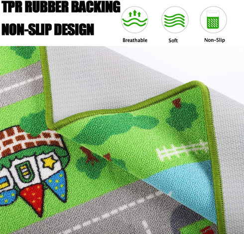 6.6' 5' Capslpad Kids Educational Play Rug - x Traffic Road Car Mat Learning Play Game Area Rug for Playroom, Living