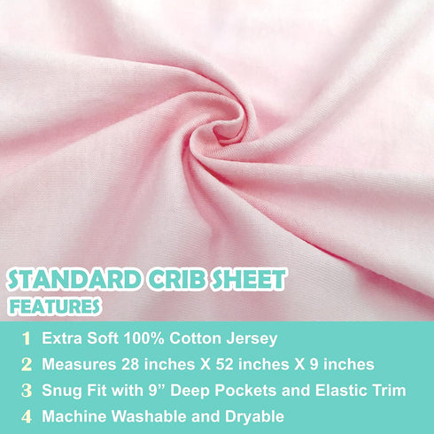 TL Care 2 Pack 28" 52", 100% Fitted Crib Sheets x Soft Breathable Neutral Cotton Jersey Sheet, Pink, for Boys