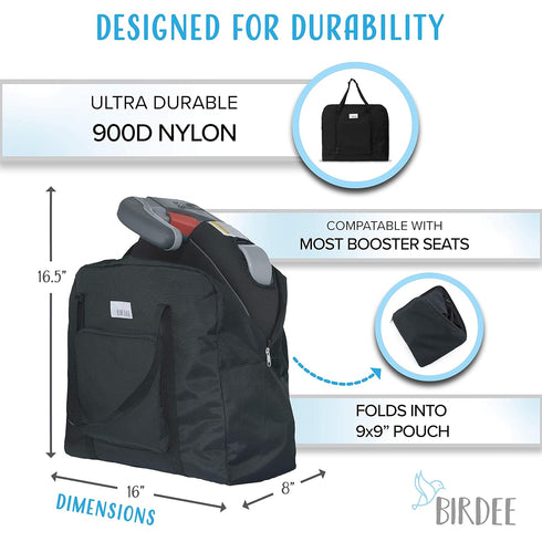 Birdee Durable Backless Booster Seat Travel Bag for Airplane Gate Check and Carrier for Travel - Fits GB Pockit