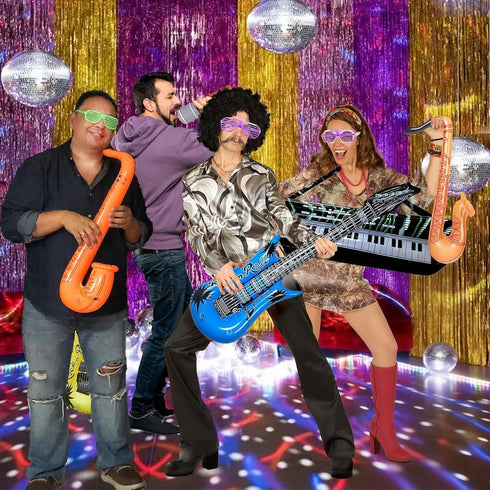 Set, 18 Pack 4 6 6 1 1 OuMuaMua Inflatable Rock Star Toy Inflatable Party Props - Inflatable Guitar, Microphones