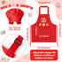 Set 2Pcs R HORSE Kid Apron and Chef Hat - Red Mini Chef Adjustable Children Kitchen Toddler Apron for Girls Boys, Funny