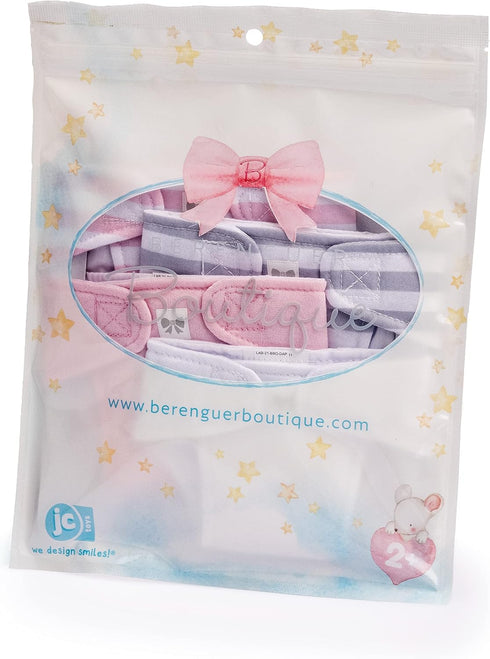 JC Toys Baby Doll Washable Eco Diapers 4 Pack, Fits 14 to 18 inch Dolls in Pink/White/Grey