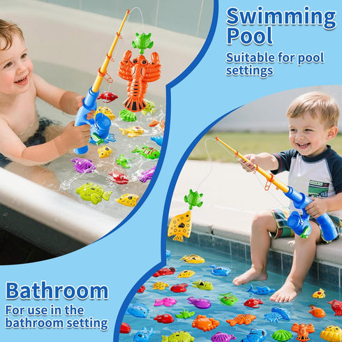 Xelabrion 3-5 4-8, 3 4 5 6 7 8 Magnetic Fishing Game Toys for Kids Toddlers Water Table Bathtub Toys with Pole Rod Net