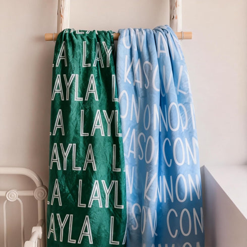 tuchenn Ships Next Day - Personalized Baby Blanket with Name, Custom Swaddle Blanket for Boys Girls, Ultra-Soft Fleece